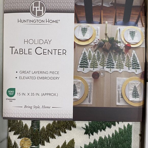 Aldi Christmas Tree Table Runner Napkins Placemats Huntington Home Holiday NWT - Picture 3 of 4